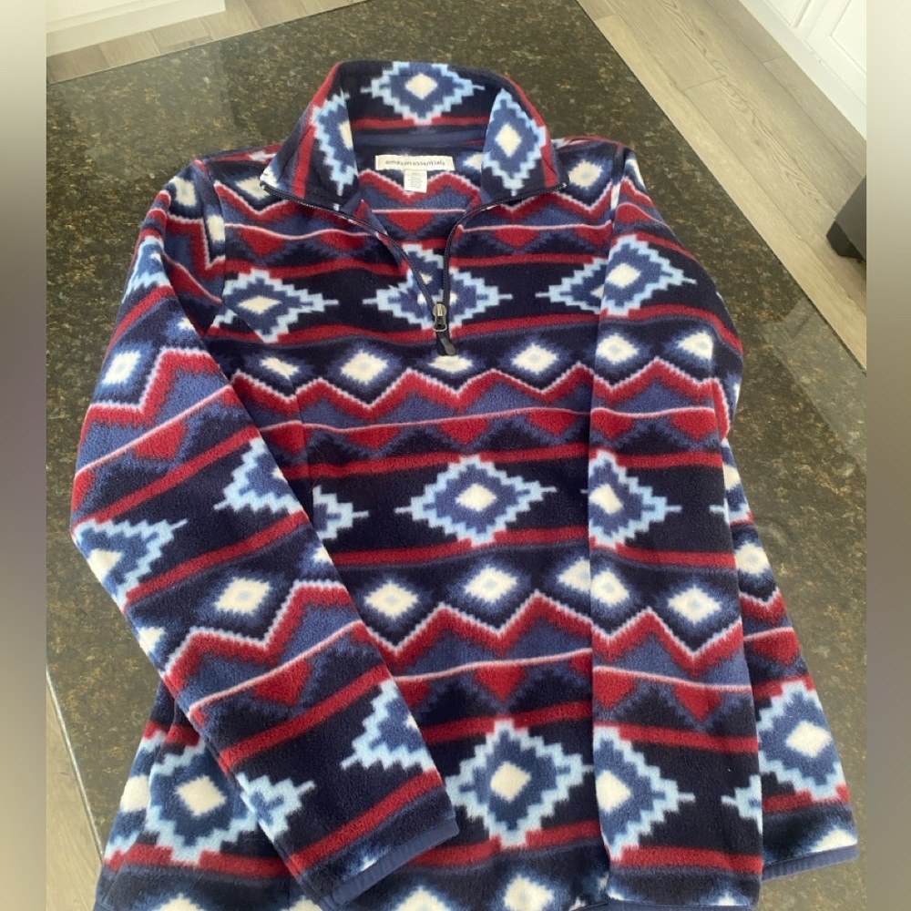 Amazon Essentials Red and Blue Fleece Jacket/ half zip